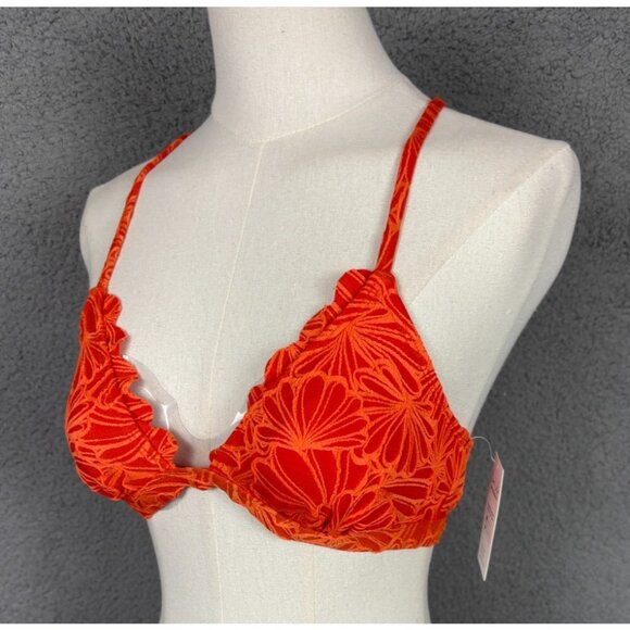 Cupshe Women's Criss Cross Bikini Top Ruffels Padded Orange Small NWT's. - Picture 3 of 7